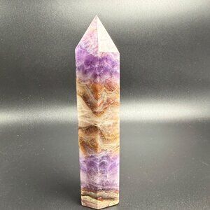 Natural Crazy Lace Agate Amethyst Tower Stone Obelisk Healing Crystal 7" 512g